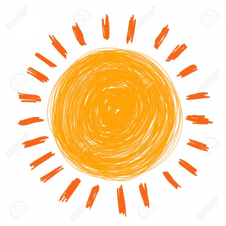 doodle sun hand draw by crayon use for background